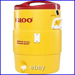 Igloo 10 gallon Industrial Beverage Cooler YellowithRed/White