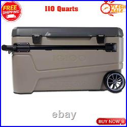 Igloo 110Qt Glide Coolers Wheeled Ice Coolbox Large Mobile Cooler Sandstone