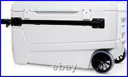 Igloo 110 Qt Glide Pro Portable Large Ice Chest Wheeled Cooler White