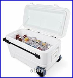 Igloo 110 Qt Glide Pro Portable Large Ice Chest Wheeled Cooler White