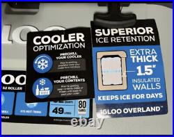 Igloo Overland 52 Qt. Ice Chest Cooler Roller Wheels STONE SLATE 80 Cans USA