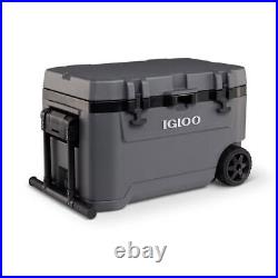 Igloo Overland 72 Quart Ice Chest Cooler with Wheels, Gray