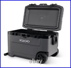 Igloo Overland 72 Quart Ice Chest Cooler with Wheels Gray Built-in bottle opener