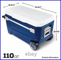 Igloo Rolling Cooler 110 Quart Large Ice Chest Telescoping Handle