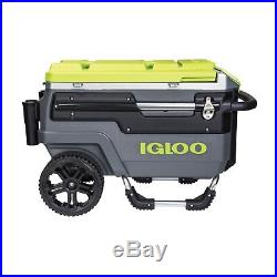 Igloo Trailmate Journey Cooler, Grey/Green, 70 Quart (120 can cap.), Wheels, EUC