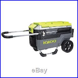 Igloo Trailmate Journey Cooler, Grey/Green, 70 Quart (120 can cap.), Wheels, EUC