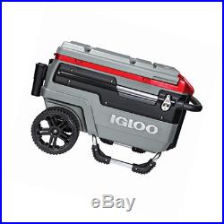 Igloo Trailmate Liddup Wheeled Lighted Cooler, Silver/Red Heat/Silver/Black, 70
