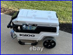 Igloo Trailmate Marine 70 Quart, Wheeled Cooler, White and Black