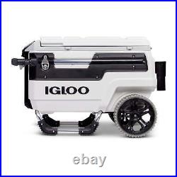 Igloo Trailmate Marine 70 Quart, Wheeled Cooler, White and Black