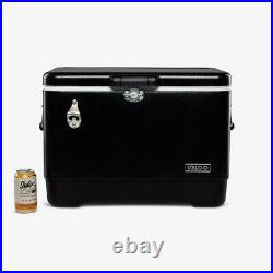Igloo Ultratherm 54 Quart Modern Steel Legacy Cooler Chest with Handles, Black