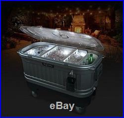 Illuminated Party Cooler Drink 125 Quart Ice Chest Huge Rolling LED Lights Beer