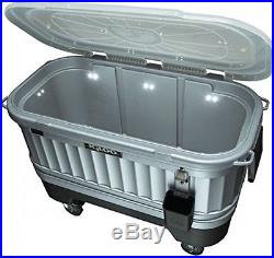 Illuminated Party Cooler Drink 125 Quart Ice Chest Huge Rolling LED Lights Beer