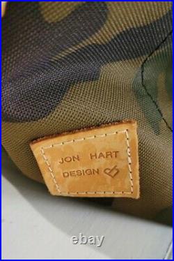 JON HART Camouflage Insulated Cooler Bag Coated Canvas + Leather Trim Original