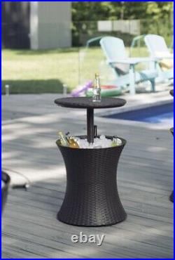 KETER Pacific Cool Bar Outdoor Patio Furniture and Hot Tub Side Table with 7.5 G