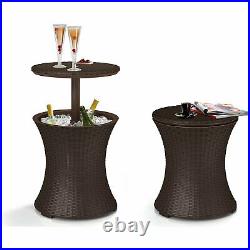 Keter 228573 Cool Bar Outdoor Patio Cocktail and Side Table with Cooler, Brown