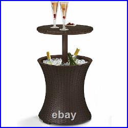 Keter 228573 Cool Bar Outdoor Patio Cocktail and Side Table with Cooler, Brown