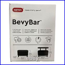 Keter 2-In-1 56L Beverage Snack Bevy Bar and Serving Tray, Brown