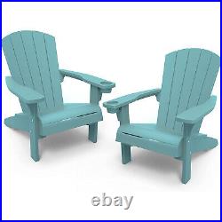 Keter 2-Pack Alpine Adirondack Resin Outdoor Furniture Patio Chairs, Teal