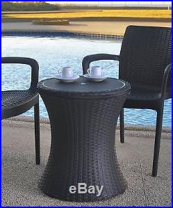 Keter 7.5-Gal Cool Bar Rattan Style Outdoor Patio Pool Cooler Table Brown