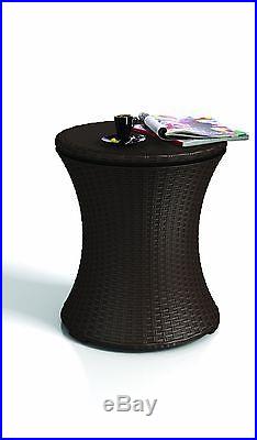 Keter 7.5-Gal Cool Bar Rattan Style Outdoor Patio Pool Cooler Table Brown