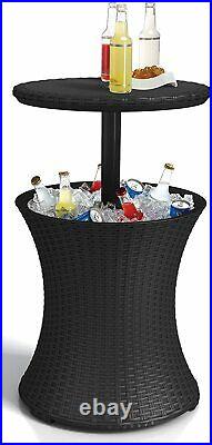 Keter 7.5-Gal Cool Bar Rattan Style Outdoor Patio Pool Cooler Table GREY COLOR