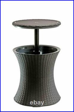 Keter 7.5-Gal Cool Bar Rattan Style Outdoor Patio Pool Cooler Table GREY COLOR