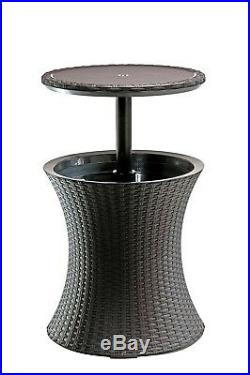 Keter 7.5-Gal Cool Bar Rattan Style Outdoor Patio Pool Ice Cooler Table Brown