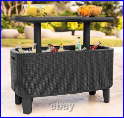 Keter Bar Outdoor Patio Furniture and Hot Tub Side Table with 14.8 Gallon