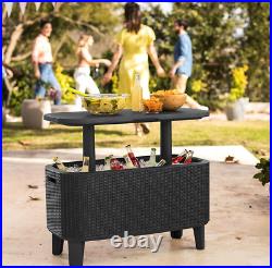 Keter Bar Outdoor Patio Furniture and Hot Tub Side Table with 14.8 Gallon