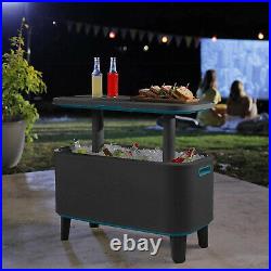 Keter Breeze Bar 17 Gallon Cooler with Pop-Up Table Top Bar Cart, Grey & Teal