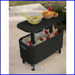 Keter Breeze Bar 17 Gallon Cooler with Pop-Up Table Top Bar Cart, Grey & Teal