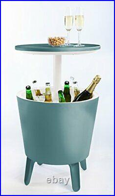 Keter Modern Bar Outdoor Patio Furniture Side Table 7.5 Gallon Beer Wine Cooler
