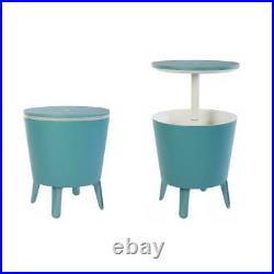 Keter Outdoor Accent Table Cooler Drink Storage Garden Pool Cool Bar Resin Teal