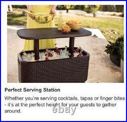 Keter, Outdoor Cocktail Bar Snack Pop-Up Serving Tray w Beverage Ice Cooler Set