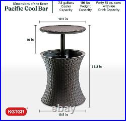 Keter Outdoor Patio Furniture and Hot Tub Side Table with 7.5 Gallon Beer and Wi