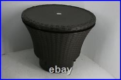 Keter Pacific Cool Bar Outdoor Patio Side Table Bar Cooler Brown Rattan 7 Gallon