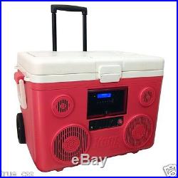 KoolMax Rechargeable Portable 3500W Bluetooth Speaker 40 Qt Cooler (Red)