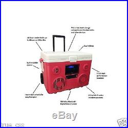 KoolMax Rechargeable Portable 3500W Bluetooth Speaker 40 Qt Cooler (Red)