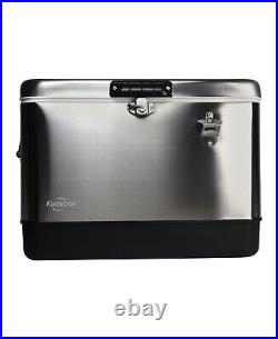 Koolatron 51L Travel Cooler for Car Stainless Steel Cooler with Bottle Opener