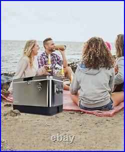 Koolatron 51L Travel Cooler for Car Stainless Steel Cooler with Bottle Opener