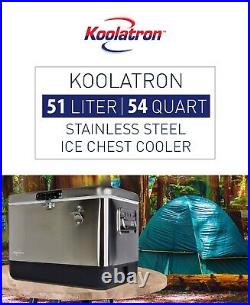 Koolatron 51L Travel Cooler for Car Stainless Steel Cooler with Bottle Opener