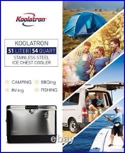 Koolatron 51L Travel Cooler for Car Stainless Steel Cooler with Bottle Opener