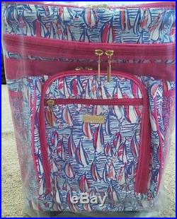 LILLY PULITZER RED RIGHT RETURN ROLLING BEACH COOLER RESORT WHITE SAILBOATS NEW