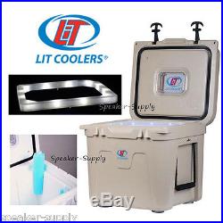 LIT Sage Tan 22 Qt Quart Firefly Cooler with White LED Lighted Liner Chest TS300