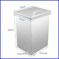 Large 14x12x20in Drop-in Ice Bin Chest Cooler 304 Stainless Steel with Lid Cover