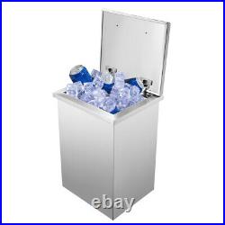 Large 14x12x20in Drop-in Ice Bin Chest Cooler Stainless Steel with Lid Havey Duty