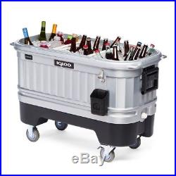 Large Igloo Cooler on Wheels Ice Chests Coolers w LED Lights Tailgate Barbeque