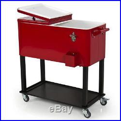 Large Outdoor Cooler Cart Rolling Deck Patio Home Party Ice Chest Cold Beverage