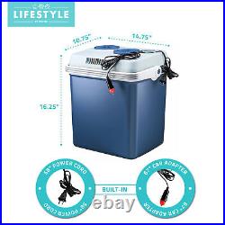 Lifestyle 34-Quart Electric Cooler/Warmer with Dual AC and DC Power Cords Blue