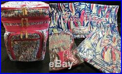 Lilly Pulitzer Red Right Return Rolling Cooler Paddle Ball Towels Sunglass Gwp